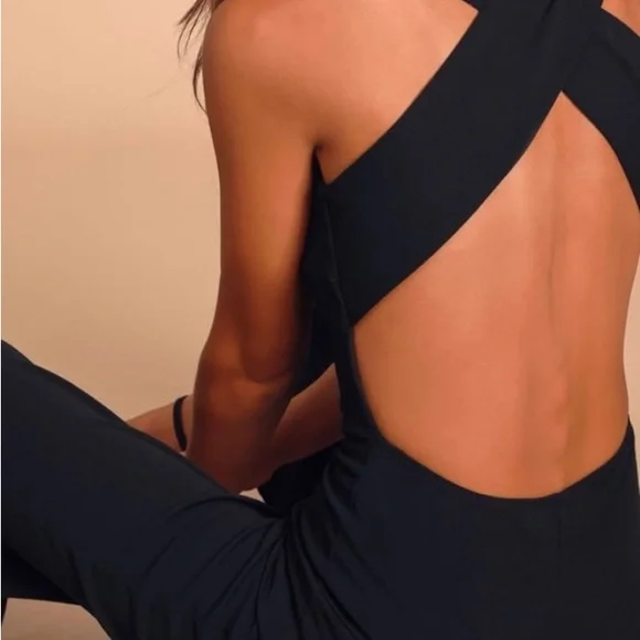 Lulu's Thinking Out Loud Black Backless Jumpsuit Size Small - Picture 3 of 4